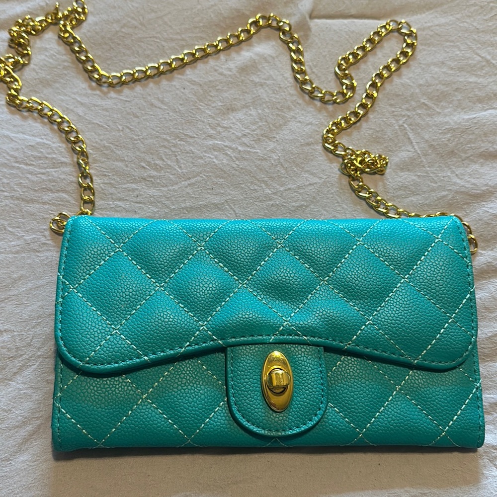 Teal Tufted Wallet Crossbody
